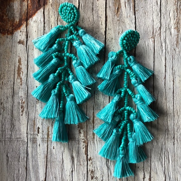 Anita Turquoise Tassel Statement Earrings! - Picture 3 of 4